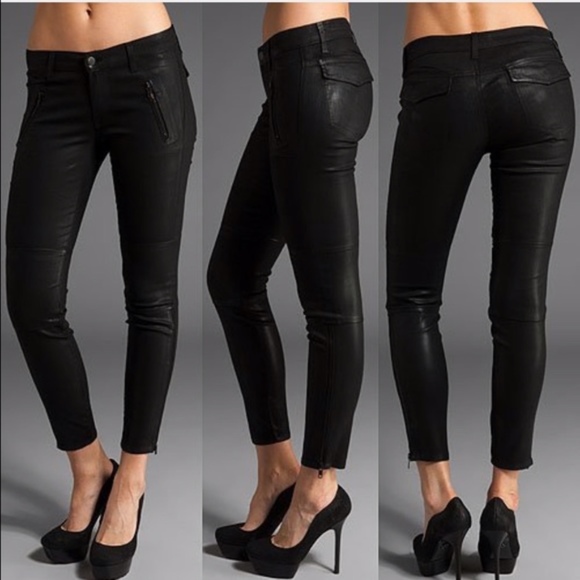 J Brand Denim - J Brand Agnes Coated Zip Skinny Moto Jeans Black